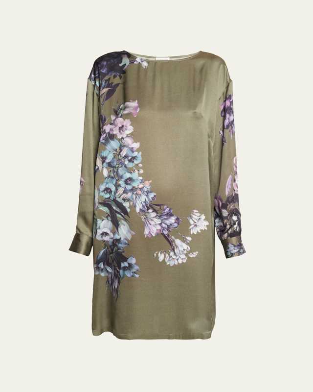 Duzco Floral-Print Satin Dress